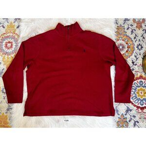 Polo Ralph Lauren Pullover Sweater Red Long Sleeve Moc Neck 1/4 Zip Preppy XXL